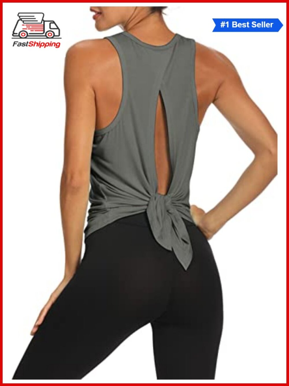 Workout Tank Top Backless Yoga Shirt Tie Back Athletic Sleeveless